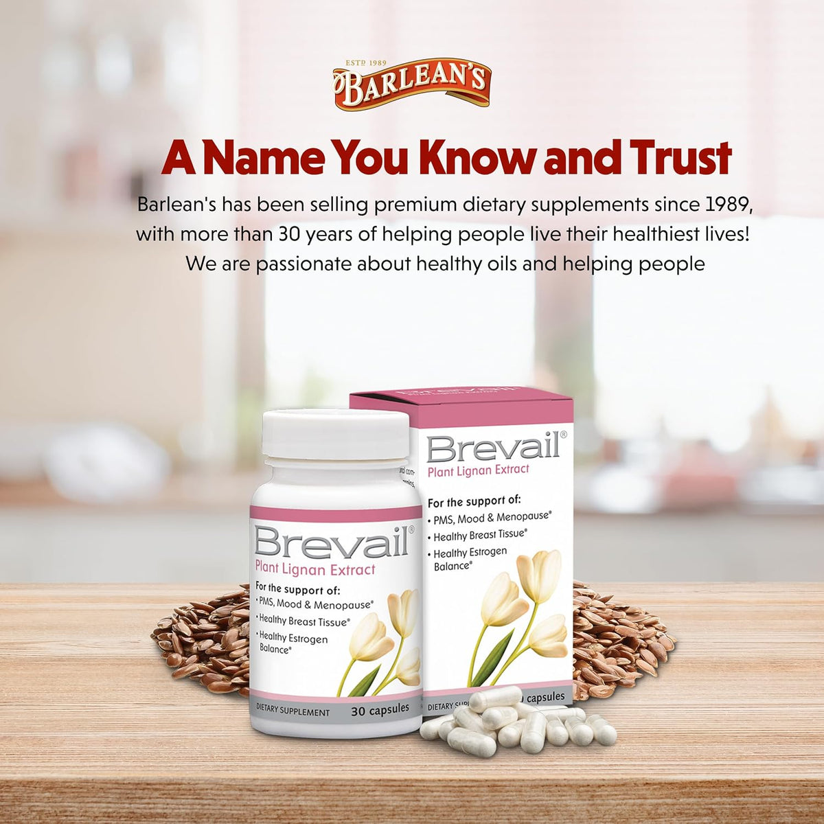 Barlean's Brevail Plant Lignan Extract - Women's Breast Health Supplement, 30 Vegan Capsules - görsel 7