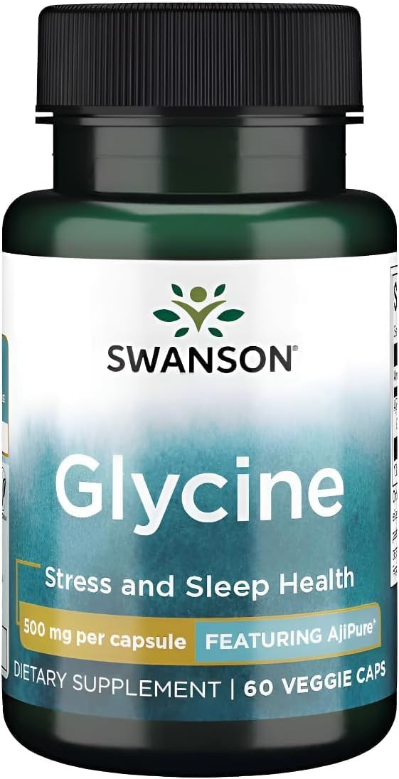 Swanson Glycine 500 mg – AjiPure Pharmaceutical Grade – 60 Vegetarian Capsules