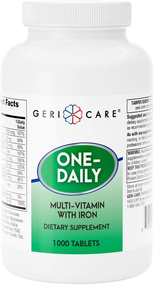 GeriCare One-Daily Multivitamin with Iron Tablets, 100 Count