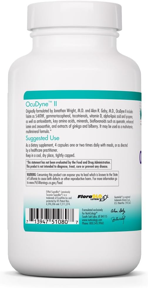 NutriCology OcuDyne II - Eye Health Multivitamin with Lutein, Zeaxanthin, and Antioxidants