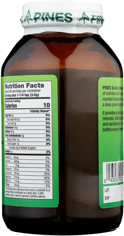 Pines Barley Grass Powder – Organic, 10 oz (284 g)