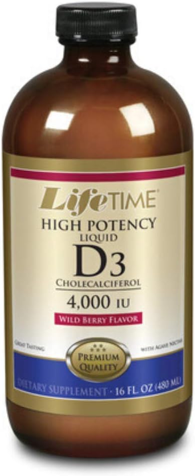 Lifetime Liquid Vitamin D3 4000 IU – High Potency Vitamin D Supplement, Wild Berry Flavour, 16 oz