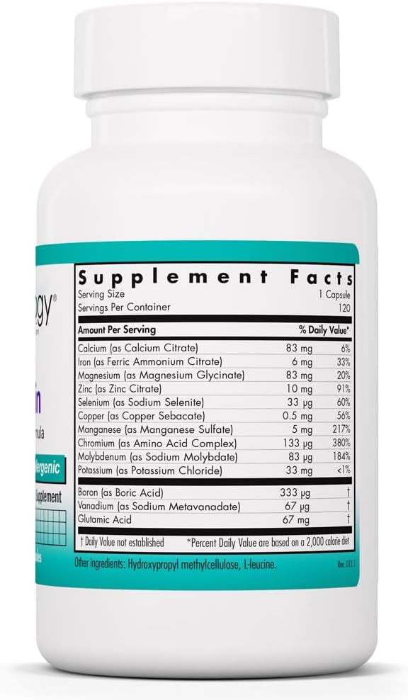 NutriCology MultiMin - Essential Mineral Formula with Macro, Trace & Ultra-Trace Minerals, 120 Vegetarian Capsules