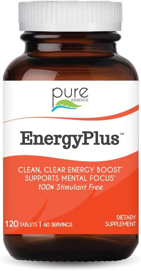 Energy Plus by Pure Essence - Caffeine-Free, All-Natural Herbal Energy and Focus Supplement - Smooth, No Jitters, No Crash - 120 Tablets