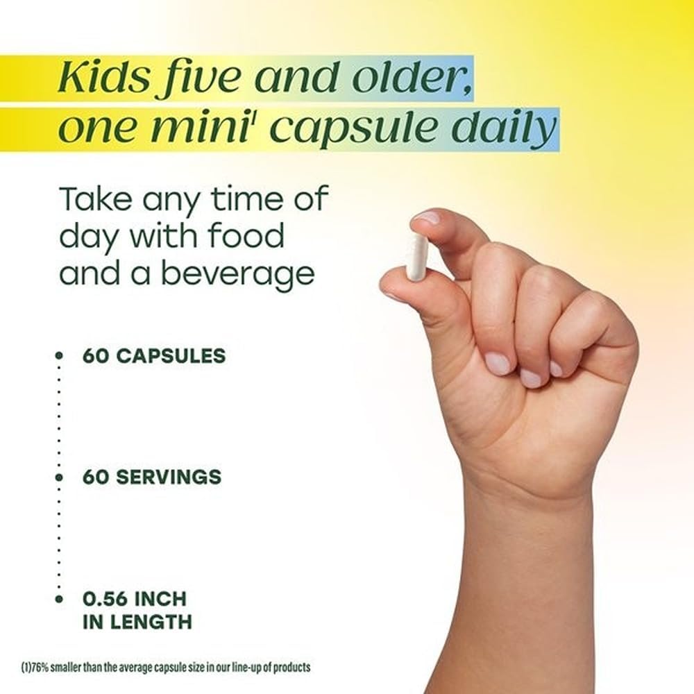 MegaFood MegaFlora Kids Probiotics - 5 Billion CFUs - Digestive and Immune Support - 60 Mini Capsules