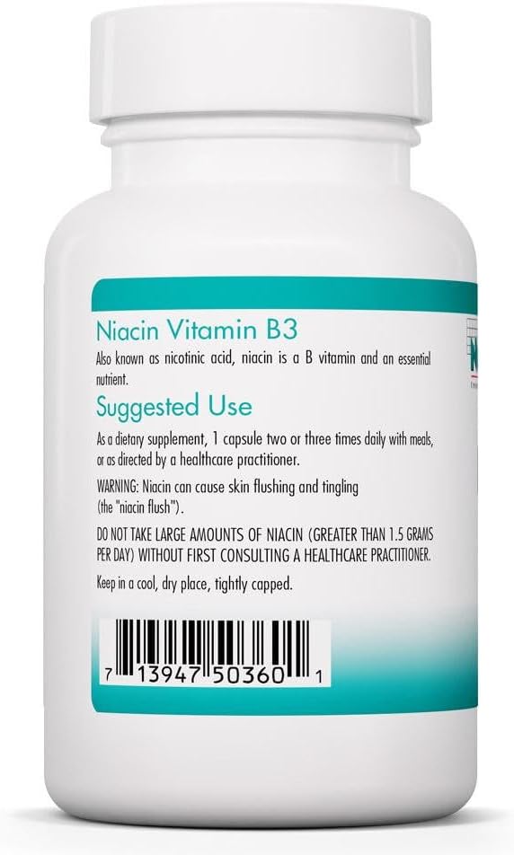NutriCology Niacin - Vitamin B3 (Nicotinic Acid) - Supports Energy Metabolism & Redox Function - Hypoallergenic - 90 Capsules