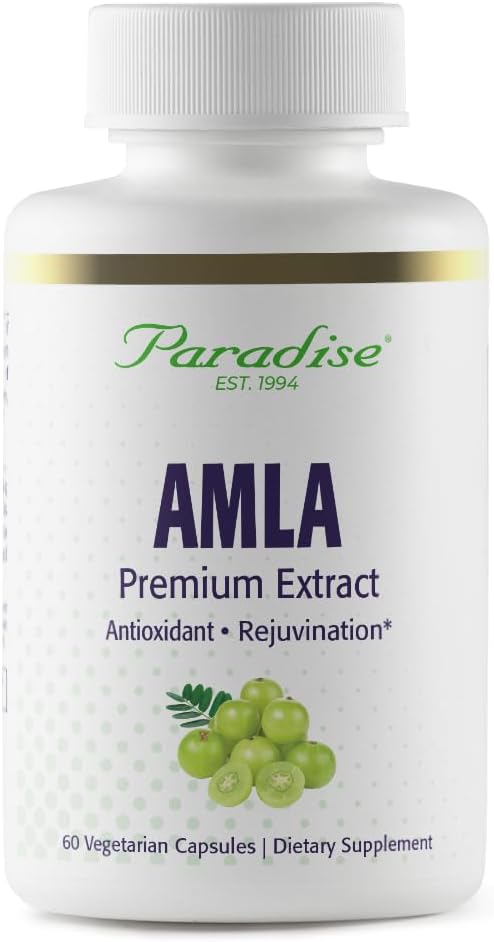 Paradise Herbs Amla, 250 mg Organic Whole Spectrum Vitamin C, Antioxidant, Superfood, Ayurvedic Supplement, 60 Vegetarian Capsules