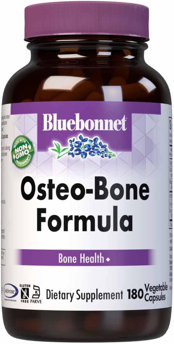 BlueBonnet Osteo-Bone Formula – Bone Health Support, 180 Vegetarian Capsules