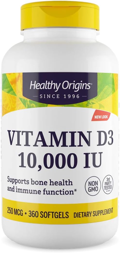 Healthy Origins Vitamin D3 10,000 IU (250 mcg), 360 Liquid Softgels