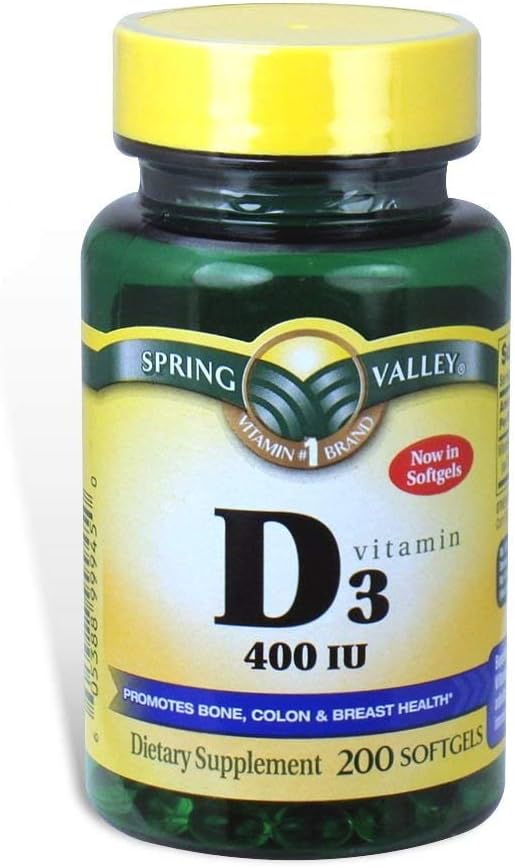 Spring Valley Vitamin D3 400 IU, 200 Softgels