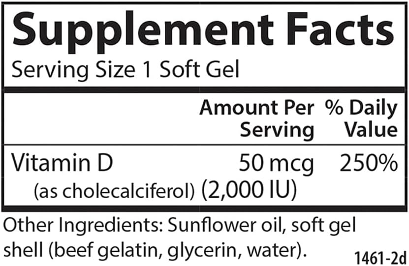 Carlson Vitamin D3 2000 IU (50 mcg) Softgels – Immune and Bone Support, 120 Count