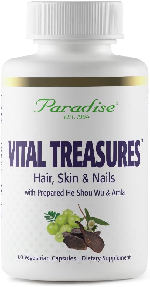 Paradise Herbs Vital Treasures Supplement – Hair, Skin & Nails Support – Super Potent Herbal Formula – 60 Veg Caps