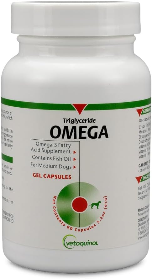 Vetoquinol Triglyceride Omega - Fish Oil for Dogs & Cats - 250 Softgels
