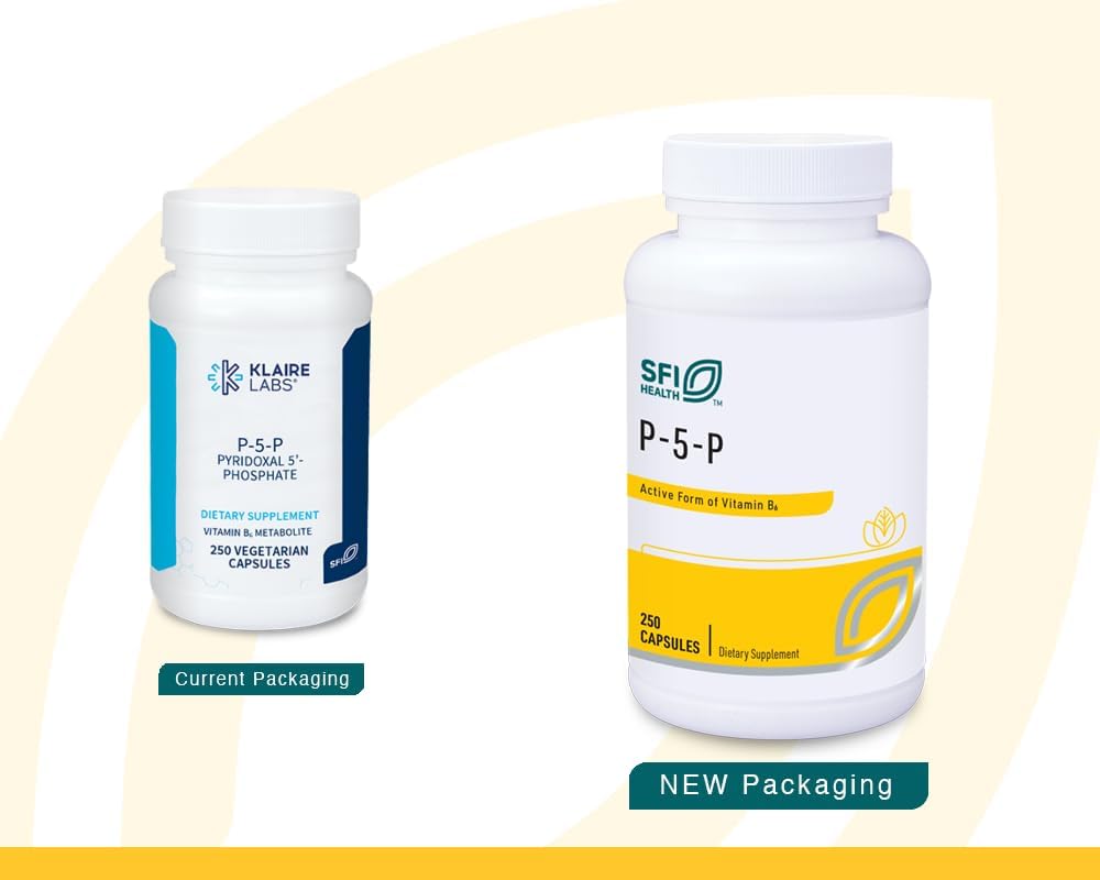 Klaire Labs SFI Health P-5-P - 30 mg Bioactive Vitamin B6 (Pyridoxal-5-Phosphate) - Hypoallergenic - 100 Capsules