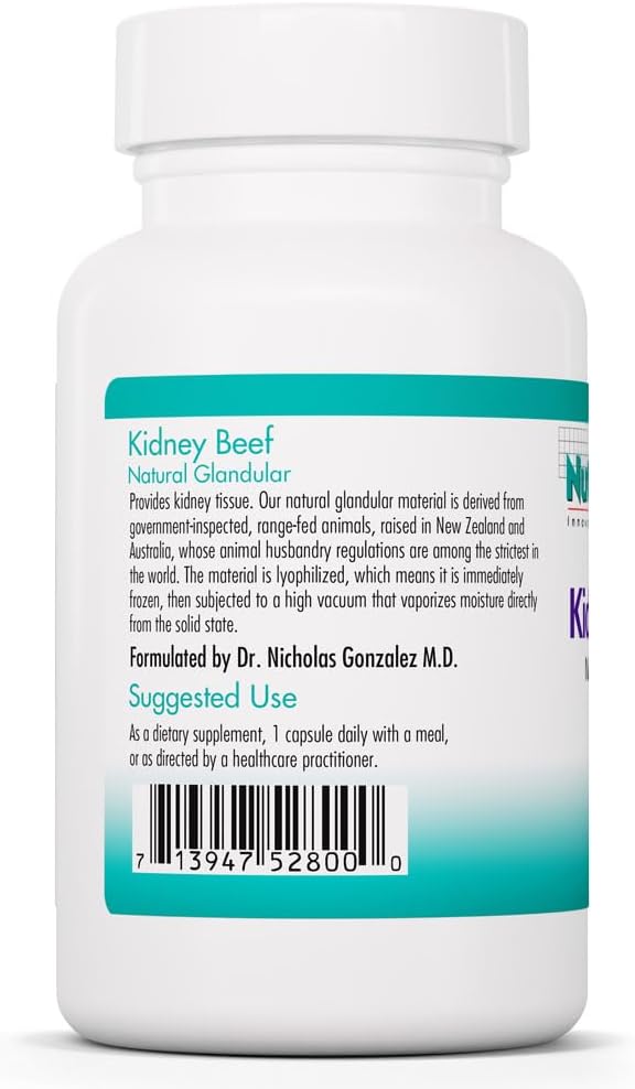 Allergy Research Group NutriCology Kidney Beef - 500 mg Bovine Kidney Glandular Supplement - Freeze-Dried - 100 Vegicaps - görsel 3