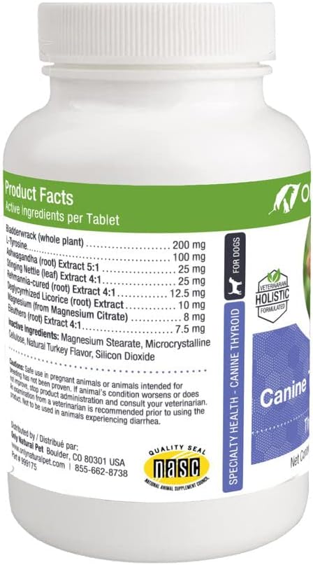 Only Natural Pet Canine Thyroid Wellness Supplement for Dogs – 90 Chewable Tablets