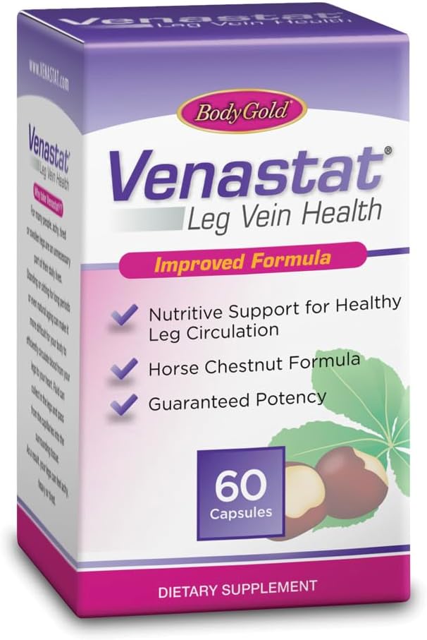 Body Gold Venastat - Leg Vein Support with Horse Chestnut & Diosmin, 105 Capsules