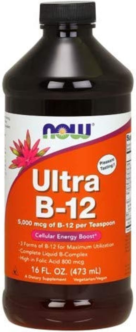 NOW Foods Ultra B-12 Liquid Cellular Energy Boost 5000 mcg - 473 mL (2-Pack)