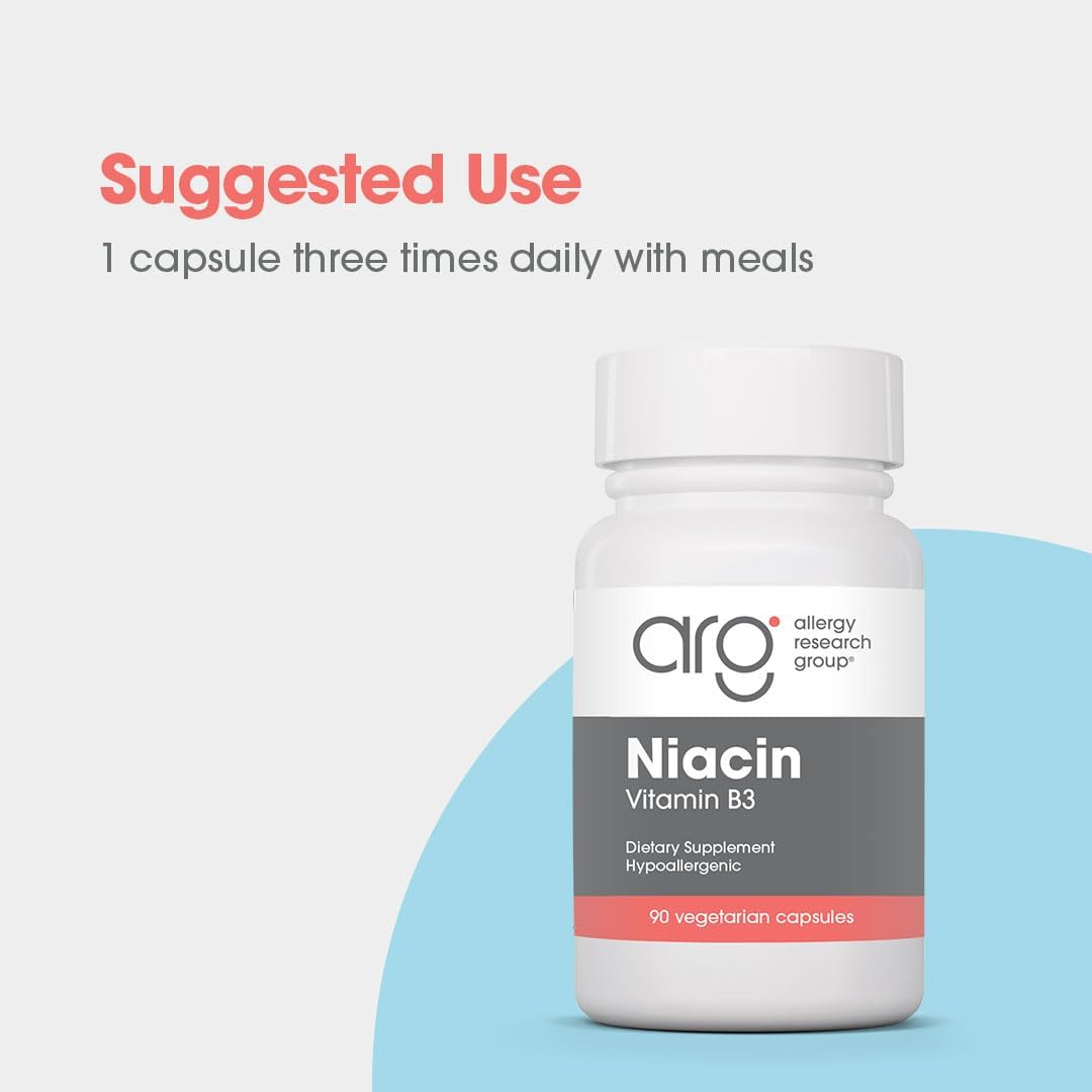 ARG Niacin 250 mg - Vitamin B3 (Nicotinic Acid) - 90 Vegetarian Capsules - görsel 4