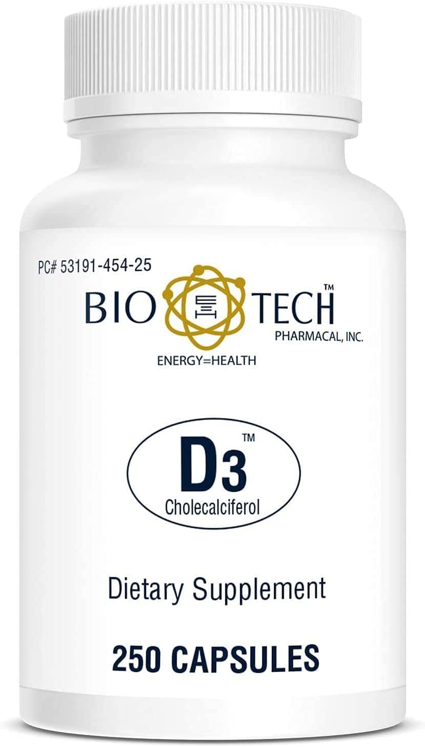 Bio-Tech Pharmacal D3 (1,000 IU), 250 Capsules – All-Natural Supplement - görsel 1