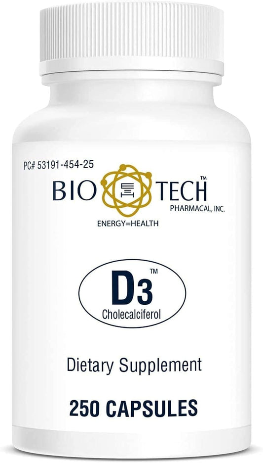 Bio-Tech Pharmacal D3 (1,000 IU), 250 Capsules – All-Natural Supplement