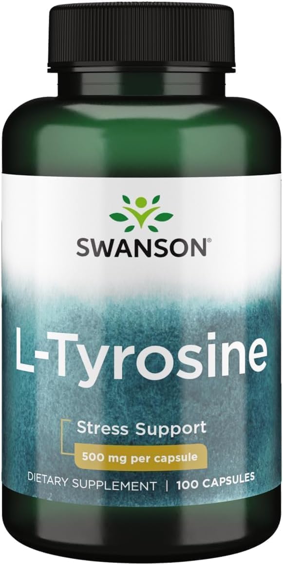 Swanson L-Tyrosine 500mg - 100 Capsules - Cognitive & Stress Support | Natural Health Product