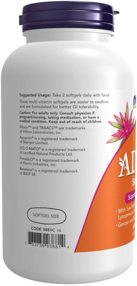 NOW Foods Adam Men's Multiple Vitamin - Softgels, 180 Count