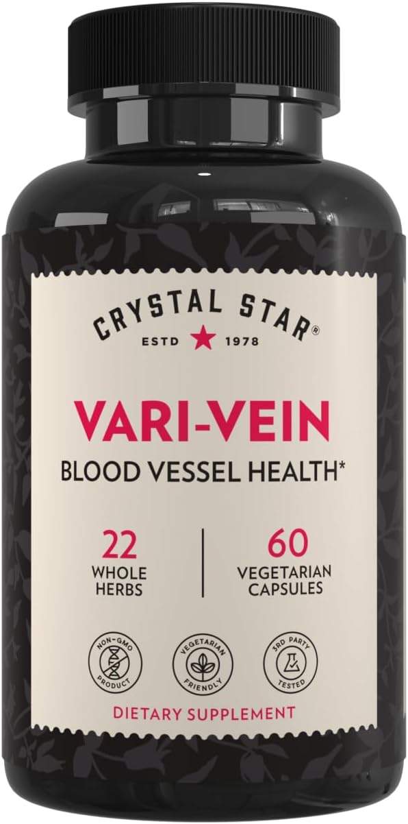 Crystal Star Vari-Vein (60 Capsules) – Herbal Circulation Support for Vein Health – Non-GMO
