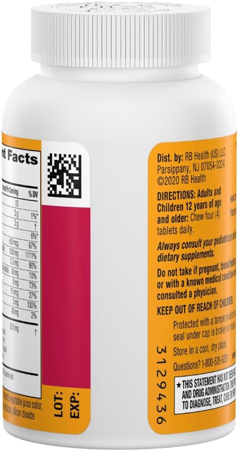 Airborne Vitamin C 1000mg Very Berry Chewable Tablets, 32 Count - görsel 3