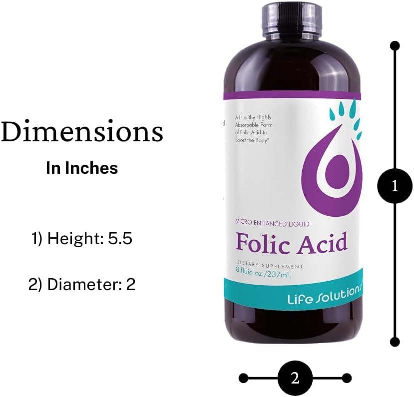 Life Solutions Liquid Folic Acid Supplement, 800 mcg, Berry Flavour, 240 mL