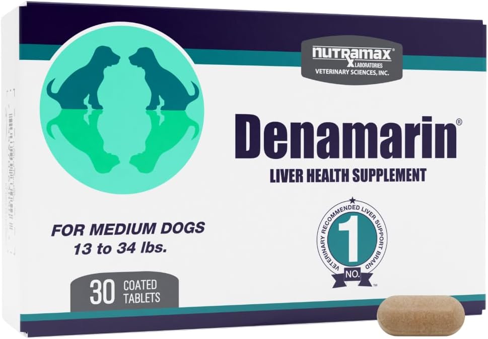 Nutramax Denamarin for Medium Dogs – Liver Health Supplement with SAMe plus Silybin, 30 Coated Tablets