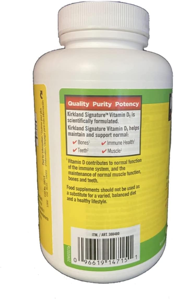 Kirkland Maximum Strength Vitamin D3 600 Softgels, Pack of 2
