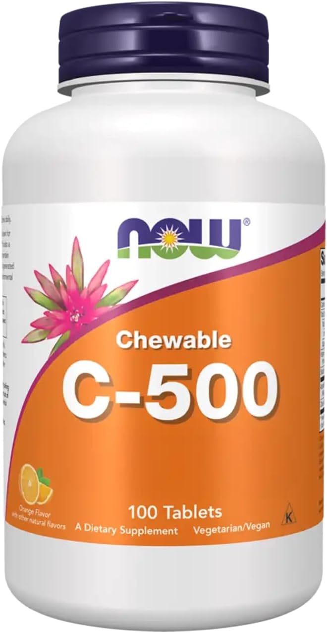 NOW Foods Vitamin C-500 Chewable Orange, 100 Chewable Tablets