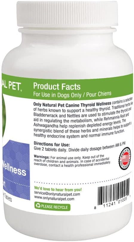 Only Natural Pet Canine Thyroid Wellness Supplement for Dogs – 90 Chewable Tablets