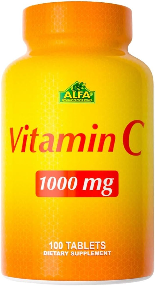 ALFA VITAMINS Vitamin C 1000 mg - Immune Support and Healthy Skin Supplement, 100 Tablets