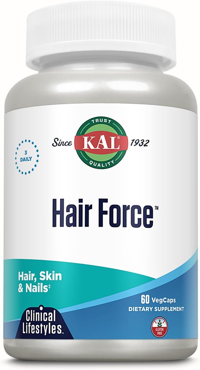 KAL Hair Force Supplement – High Potency Biotin for Hair, Skin and Nails, 60 Vegetable Capsules