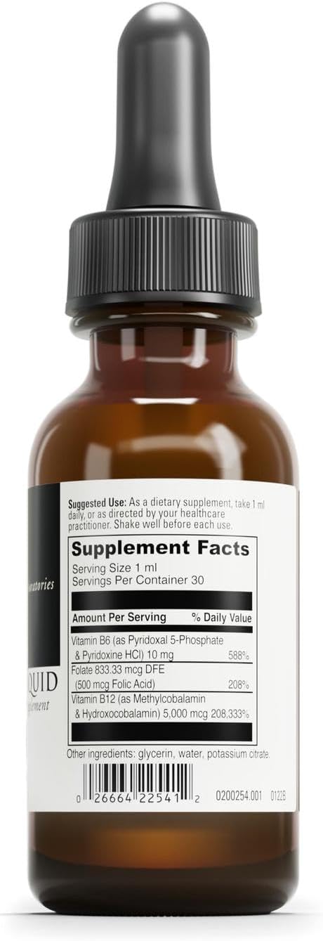 DAVINCI Labs B-12 MC Liquid - 5000 mcg Vitamin B12 with B6 and Folate, 30 ml