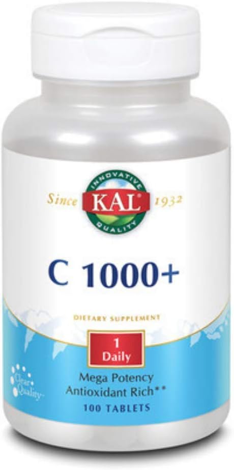KAL C-1000 Plus Mega Potency Vitamin C Supplement, 1000 mg, 100 Tablets