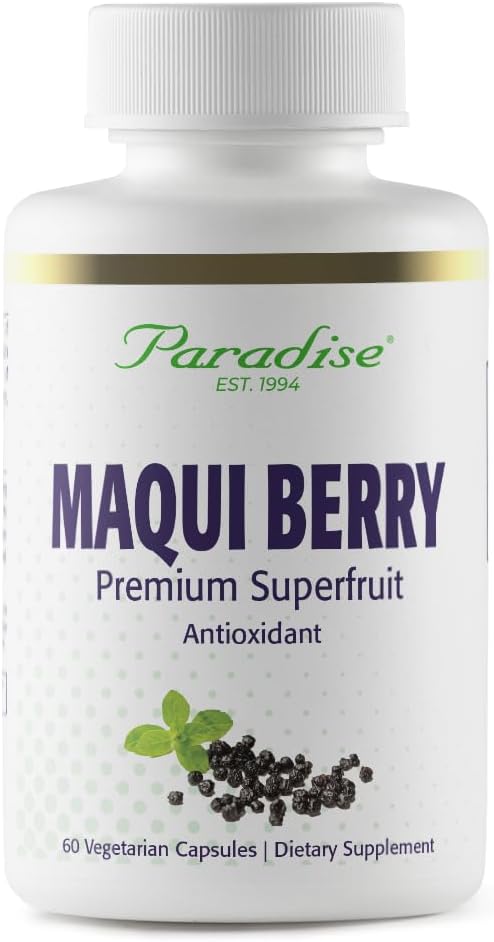 Paradise Herbs, Organic Maqui Berry Extract, 400 mg, Fresh Freeze-Dried Concentrate for Superior Potency, Non-GMO, Vegan, 60 Capsules