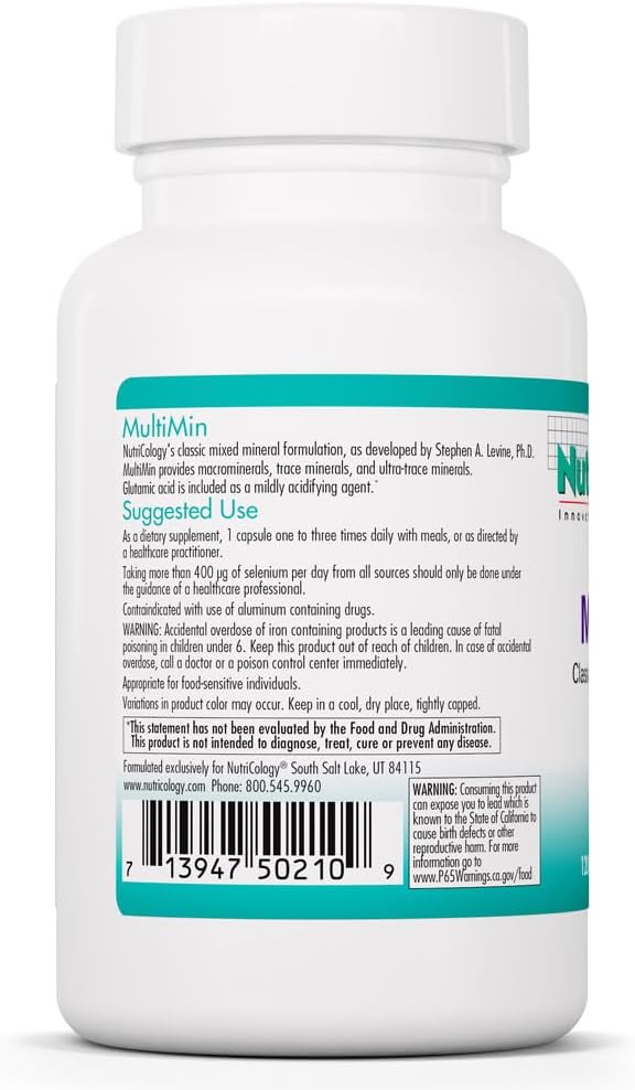 NutriCology MultiMin - Essential Mineral Formula with Macro, Trace & Ultra-Trace Minerals, 120 Vegetarian Capsules
