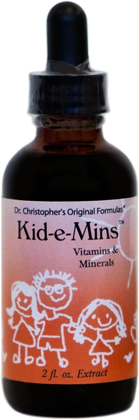 Dr. Christopher's Kid-E-Mins Vitamins & Minerals - Natural Orange Flavour - Kids Liquid Multivitamin - 59 mL