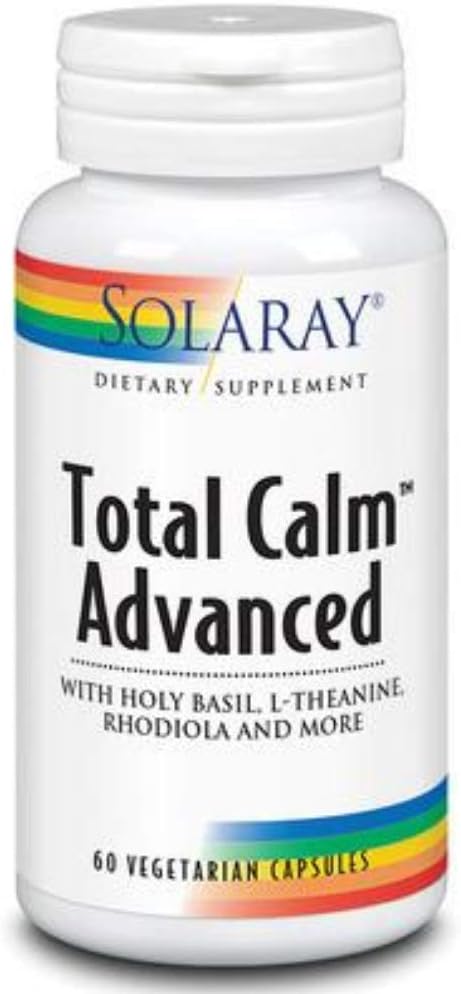 SOLARAY Total Calm Advanced – Nervous System & Cellular Energy Support with Holy Basil, L-Theanine, Rhodiola Rosea, and Vitamin B12