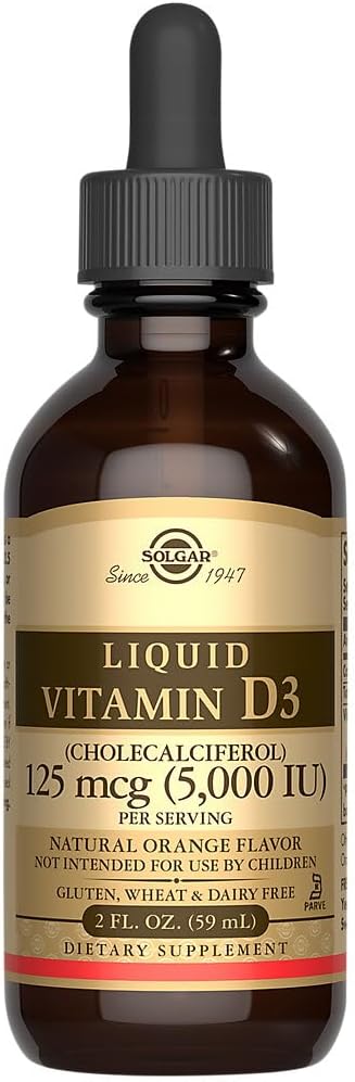 Solgar Liquid Vitamin D3 125 mcg (5,000 IU), 59 mL – Natural Orange Flavour