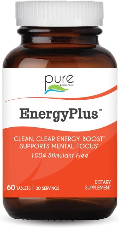 Energy Plus by Pure Essence - Caffeine-Free Herbal Energy and Focus Supplement, 60 Tablets