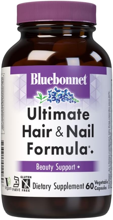 Bluebonnet Nutrition Ultimate Hair and Nail Formula, Vitamins, Minerals, and Speciality Nutrients for Beauty Within, 60 Vegetable Capsules