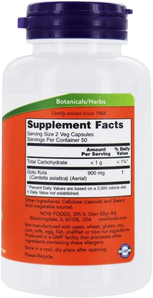 NOW Foods Gotu Kola - 450 mg, 100 Veggie Capsules (Pack of 2)