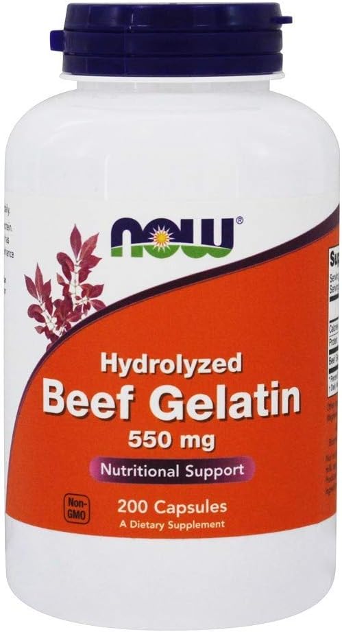 Now Foods Beef Gelatin Hydrolyzed, 200 Capsules
