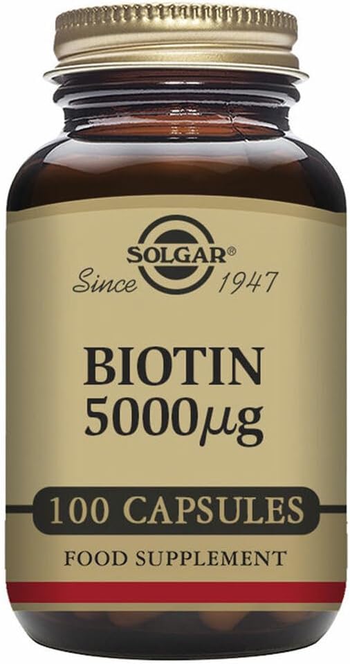 Solgar Biotin 5000 mcg - 100 Vegetable Capsules - Supports Skin, Nails and Hair