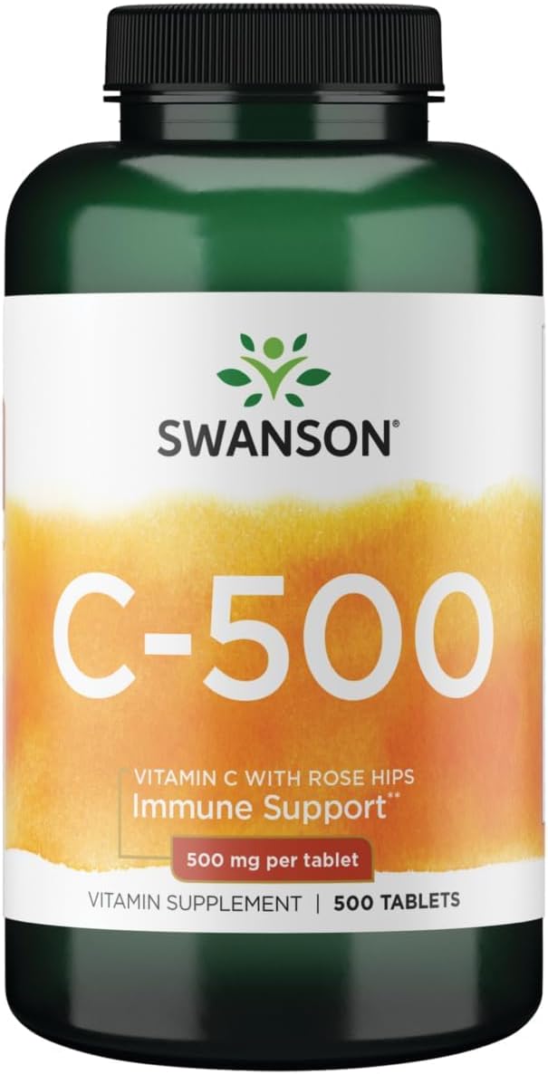 Swanson Vitamin C with Rose Hips, 500 mg, 500 Tablets