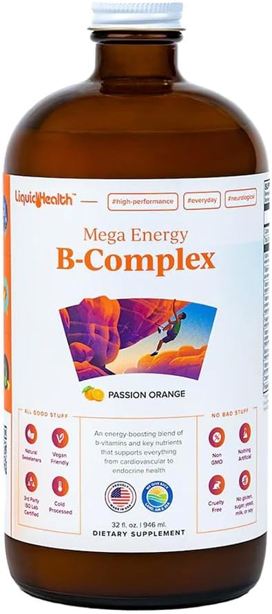 LIQUIDHEALTH Mega Energy Methylated B-Complex - Liquid Vitamin Supplement (946 mL)